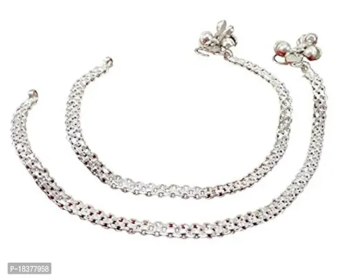 fashion accessories Anklet (Payal) Traditional White Anklets Pair for Women and Girls. + free toering-thumb0