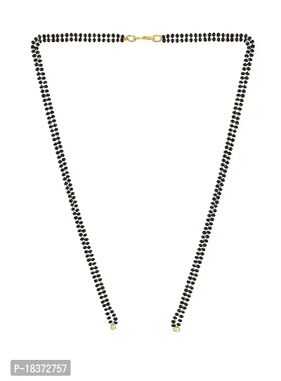 fashion accessories Mangalsutra chain Gold Plated Double Line Black Pearl Mangalsutra Chain 18Inch Without Pendant For Women