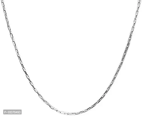 Fashio Accessories Men's Jewellery Silver Chain For Boys Elegant Stainless Steel Necklace Silver Chain Double Coated Chains For Men Neck Chain Necklace Boys (BLOCKHOOP-04)-thumb0