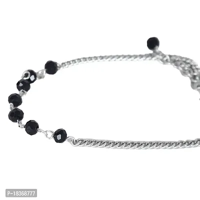 Zurii Pearl Anklet for Girl's(Silver and Black)-thumb0