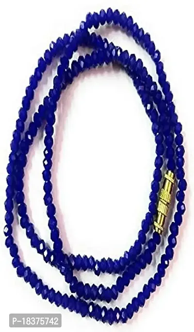 fashion accessories Black Crystal chain Glass stone beads single line chain and mala for women and girls (Blue)