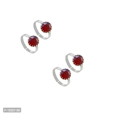 Fashion AccessoriesEmerald and Green or Red Meenakari Colour Silver Plated Toe Ring Jewelry for Women (Set of 2 Pieces)