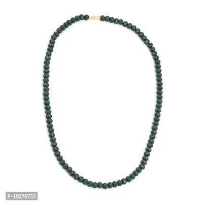 fashion accessories Black Crystal chain Glass stone beads single line chain and mala for women and girls (dark Green)