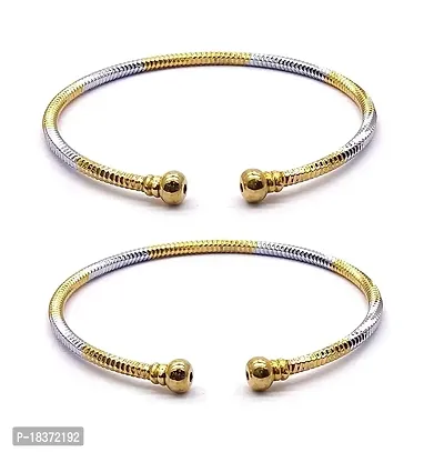 Kada Designer Gold Plated or Silver Hand Bracelet Bangle Style For Girl and Women, SET OF 2 PCS-thumb0