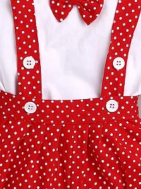 Stylish Cotton Polka Dot Printed Short Sleeves Dungaree For Kids-thumb1
