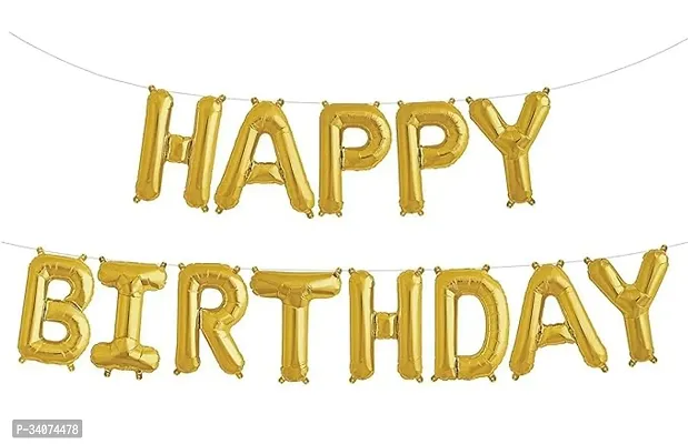 WoW Party Studio Happy Birthday Foil Balloon, 16 Letter Happy Birthday Balloons, 13 Pieces Independent Letters Balloon, Gold-thumb0