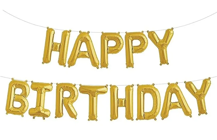 WoW Party Studio Happy Birthday Foil Balloon, 16 Letter Happy Birthday Balloons, 13 Pieces Independent Letters Balloon, Gold