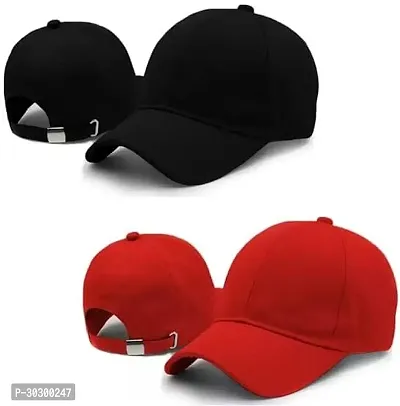 Comfortable and Trendy Caps for Men in  Black  Red color Pack of 2