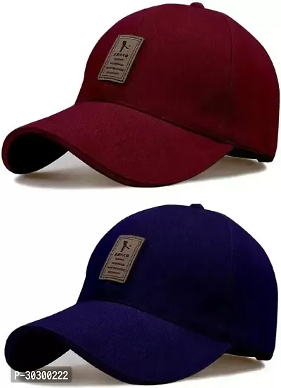 Comfortable and Trendy Caps for Men in  maroon  blue color Pack of 2-thumb0