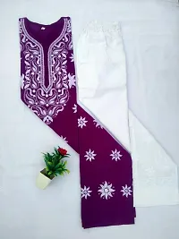 Womens embroidered chikankari kurti with cotton pant-thumb2