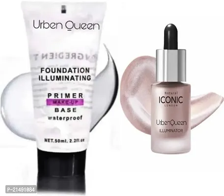 MAKEUP BASE PRIMER WITHilluminator liquid highlighter face and body waterproof shine ( set of 2 )-thumb0