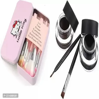 Eye Liner Black Brown and Hello Kitty Make Up Brush Set-thumb0