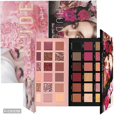 Lorshel Beauty Nude Edition 18 Color Eyeshadow And Rose Gold Beauty Palette Combo Pack 20 G (Multicolor)-thumb0