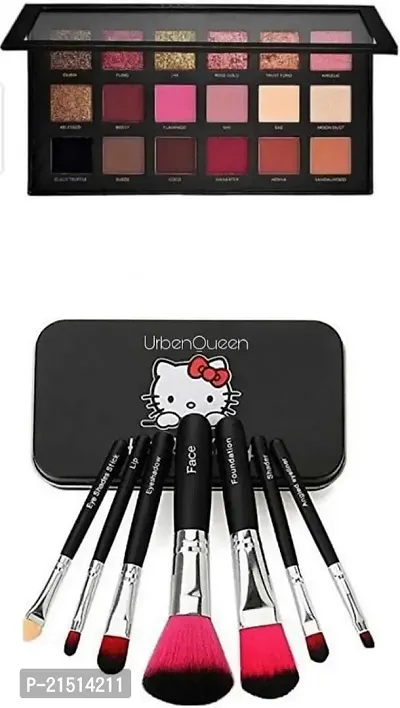 Lorshel Rose gold edition eyeshadow palette  Set of 7 makeup brushes ( 2 items )-thumb0