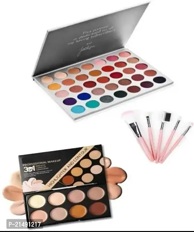 35 shades Hill eyeshadow palette  contour highlighter concealer  set of 5 brushes ( 3 items )