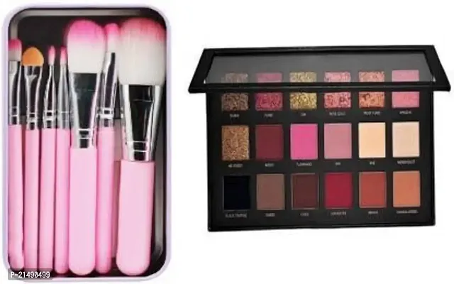 Combo Of Rose Gold Remastered 18 Multicolor Eyeshadow Pallete with Face Makeup Brush  (2 Items in the set)-thumb0