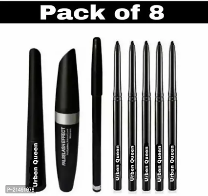 Eyebrow Pencil Black  Liquid EyeLiner  Mascara  5 PIECE KaJal ( SET OF 8 )