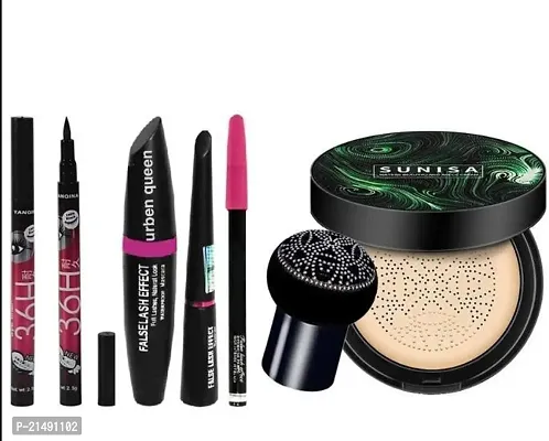 2 Pc 36 hours stay eyeliner  mascara  eyeliner  Eyebrow pencil  sunisa water beauty and air cc cream Foundation ( 6 items )