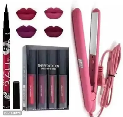 Beauty Red Edition Lipstick 36h Eyeliner Professional Hair Straightener