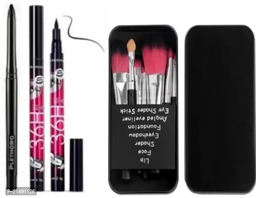 SET OF 7 BLACK MAKEUP BRUSHES + 2 EYELINERS + 1 KAJAL PENCIL ( SET OF 4 )