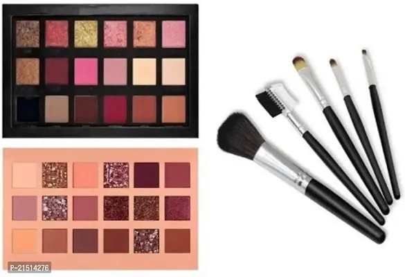 Lorshel nude eyeshadow palette + rose gold eyeshadow palette  5 PEACE BRUSH set