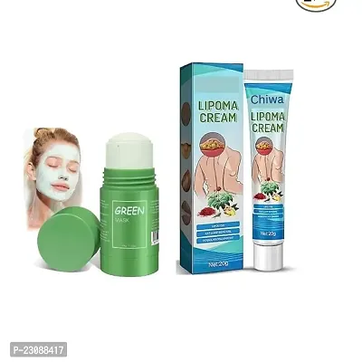 Chiwa Green Stick Mask with Lipoma Removal Cream Mild Care Cream Wide Applications For Multiple Uses | Neck Fat Pack| Shoulder Fat| Body Lump|20 G (Pack of 2)
