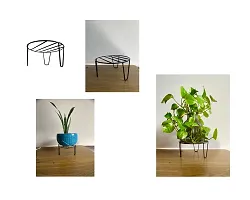 Set of 4 Circle Shape Black Powder Iron Planter Stand-thumb2