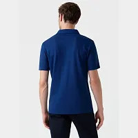 Reliable Navy Blue Polyester Solid Polo Tshirt For Men-thumb1