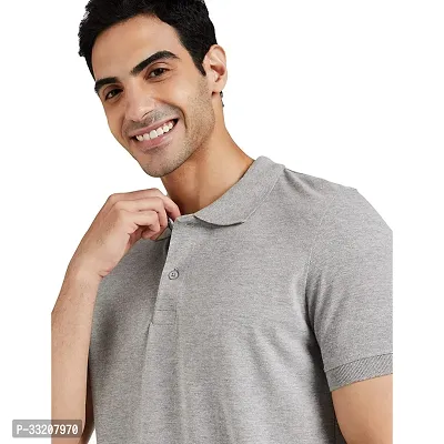 Comfortable Grey Polyester Polos For Men-thumb2