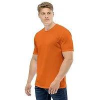 Reliable Orange Polyester Solid Round Neck Tshirt For Men-thumb1