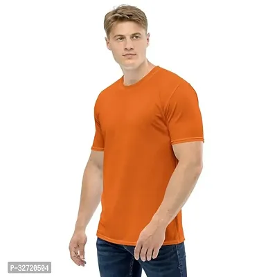 Reliable Orange Polyester Solid Round Neck Tshirt For Men-thumb2