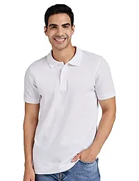 Reliable White Polyester Solid Polo Tshirt For Men-thumb1