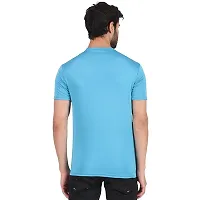 Stylish Blue Polyester Round Neck T-Shirt For Men-thumb2