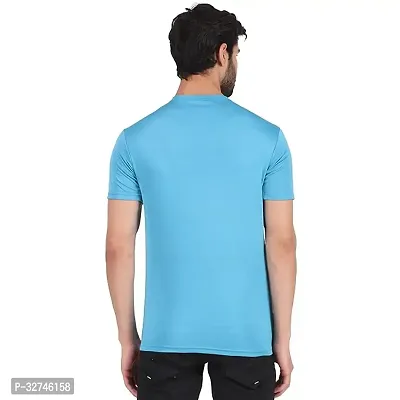 Stylish Blue Polyester Round Neck T-Shirt For Men-thumb3