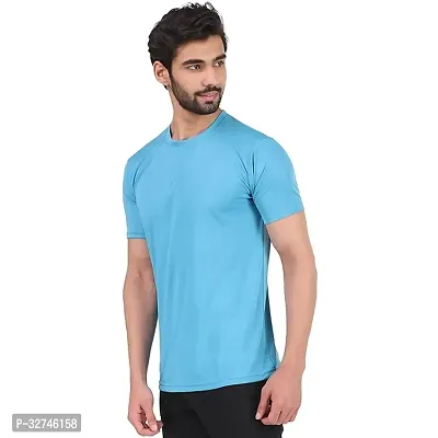 Stylish Blue Polyester Round Neck T-Shirt For Men-thumb2