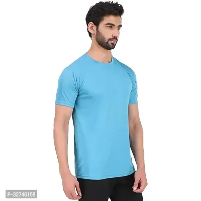 Stylish Blue Polyester Round Neck T-Shirt For Men