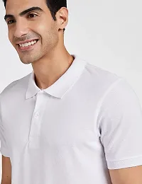 Reliable White Polyester Solid Polo Tshirt For Men-thumb4