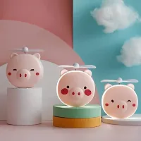 2 in 1 Cute Piggy Mini USB Fan LED Mirror-thumb3