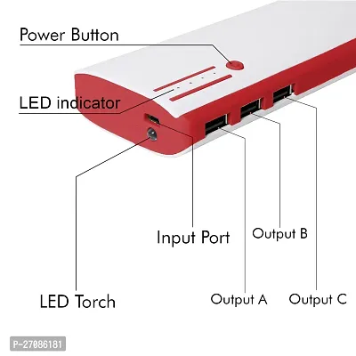 Maximilion 20000 mAh Power Bank (8W, Normal Charging) (White,Lithium Ion ) SOLID RED2.0 3USB-thumb2