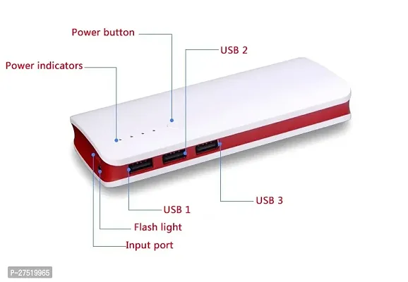 Maximilion 20000Mah  power bank Side red  3usb_fast charging light white