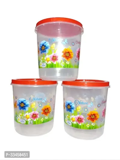 Floral Print Plastic Food Storage Containers Set Of 4