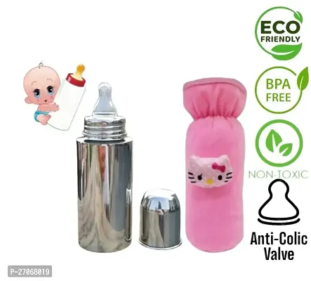 Baby Feeding Bottle Stainless Steel with Bottle Cover-thumb0