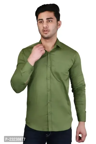 PODGE Slim Fit Twill Fabric Pista Color Mens Shirt(PDMS-517)