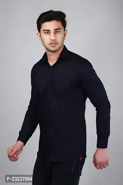 PODGE Slim Fit Twill Fabric Dark Blue Color Mens Shirt(PDMS-505)-thumb4