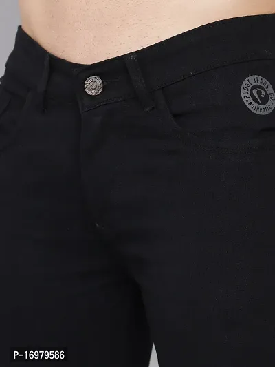 PODGE Stylish Black Denim Solid Mid-Rise Jeans For Men-thumb5