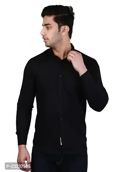 PODGE Slim Fit Twill Fabric Black Color Mens Shirt(PDMS-514)