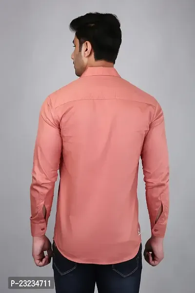 PODGE Slim Fit Twill Fabric Peach Color Mens Shirt(PDMS-504)-thumb2