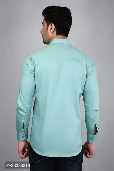 PODGE Slim Fit Twill Fabric Sea Green Color Mens Shirt(PDMS-508)-thumb2
