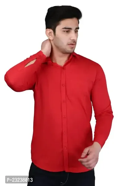PODGE Slim Fit Twill Fabric Red Color Mens Shirt(PDMS-507)