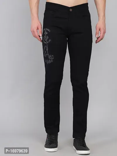 PODGE Stylish Black Denim Solid Mid-Rise Jeans For Men